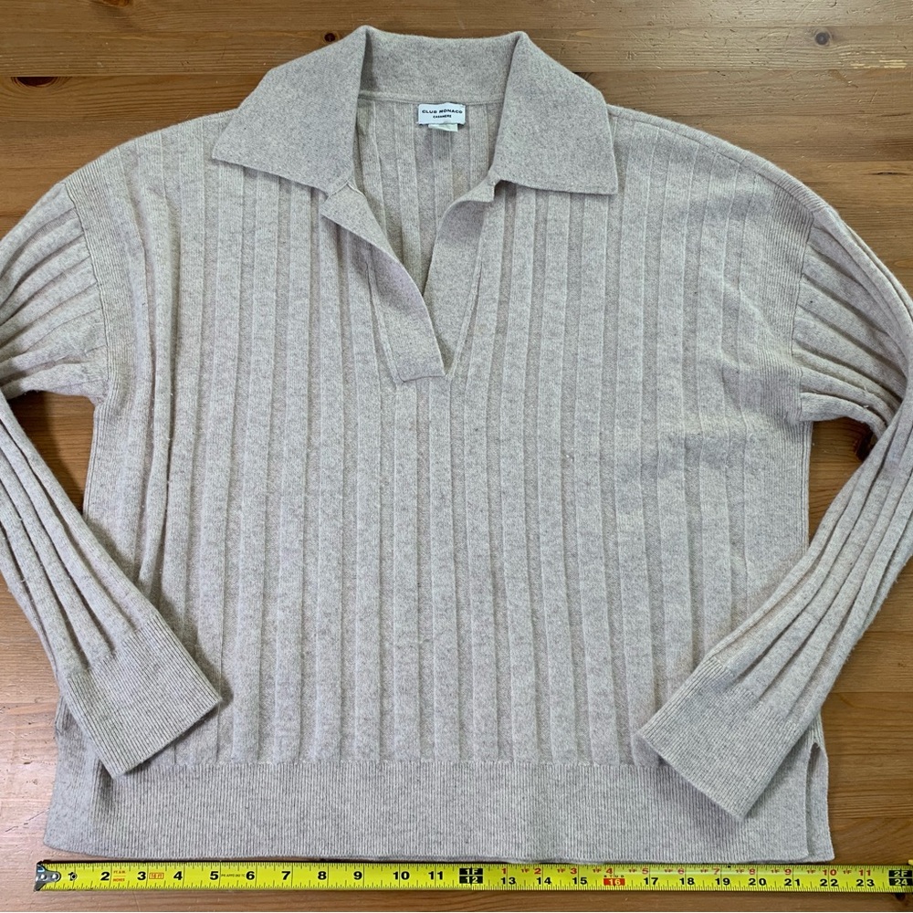 Club Monaco Ribbed Cashmere Polo Sweater